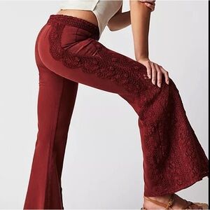 Free People Neptune's Net Crochet Flare Pants Size 6